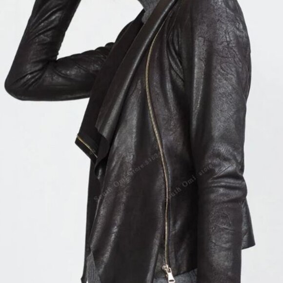 Women's Zara black faux suede drapey jacket - Picture 3 of 11